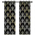 ANAZOZ Rideau Occultant Isolation Thermique 214x274CM, Noir Jaune Motif Art Deco, Lot de 2 Rideaux Fenêtre Draperies pour Salon Chambre : Cuisine et Maison