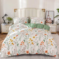 Housse de Couette 240 x 260 Coton Motif Fleurie Parure de Lit 100% Coton Imprimé Feuilles Vertes Adulte Parure Housse Couette 240x260 avec Fermeture Éclair 2 Personnes avec 2 Taies d'oreiller 65x65cm : Cuisine et Maison