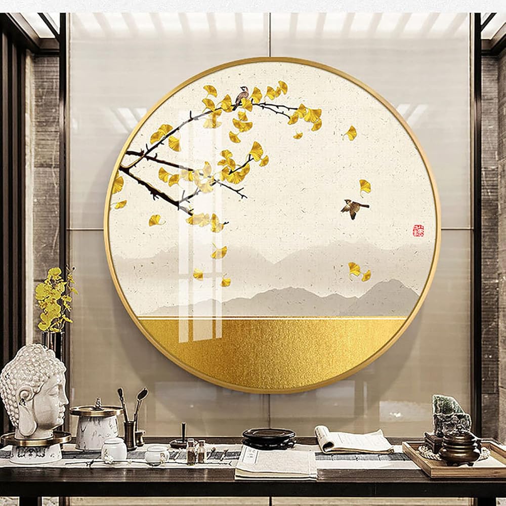 Cadres Photo en Bois, Cadre Photo Rond en Alliage d'aluminium, Cadres Photo Chics for fenêtre en plexiglas de Luxe léger, for décoration Murale (Color : Brushed Gold, Size : Diameter 50cm) : Cuisine et Maison