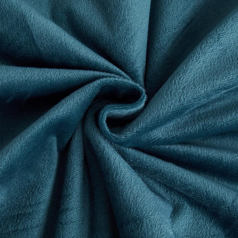 Damier Parure de lit d'hiver en peluche 200 x 220 cm Bleu pétrole turquoise cachemire 3 pièces – 1 housse de couette 200 x 220 cm avec fermeture éclair et 2 taies d'oreiller 80 x 80 cm : Cuisine et Maison