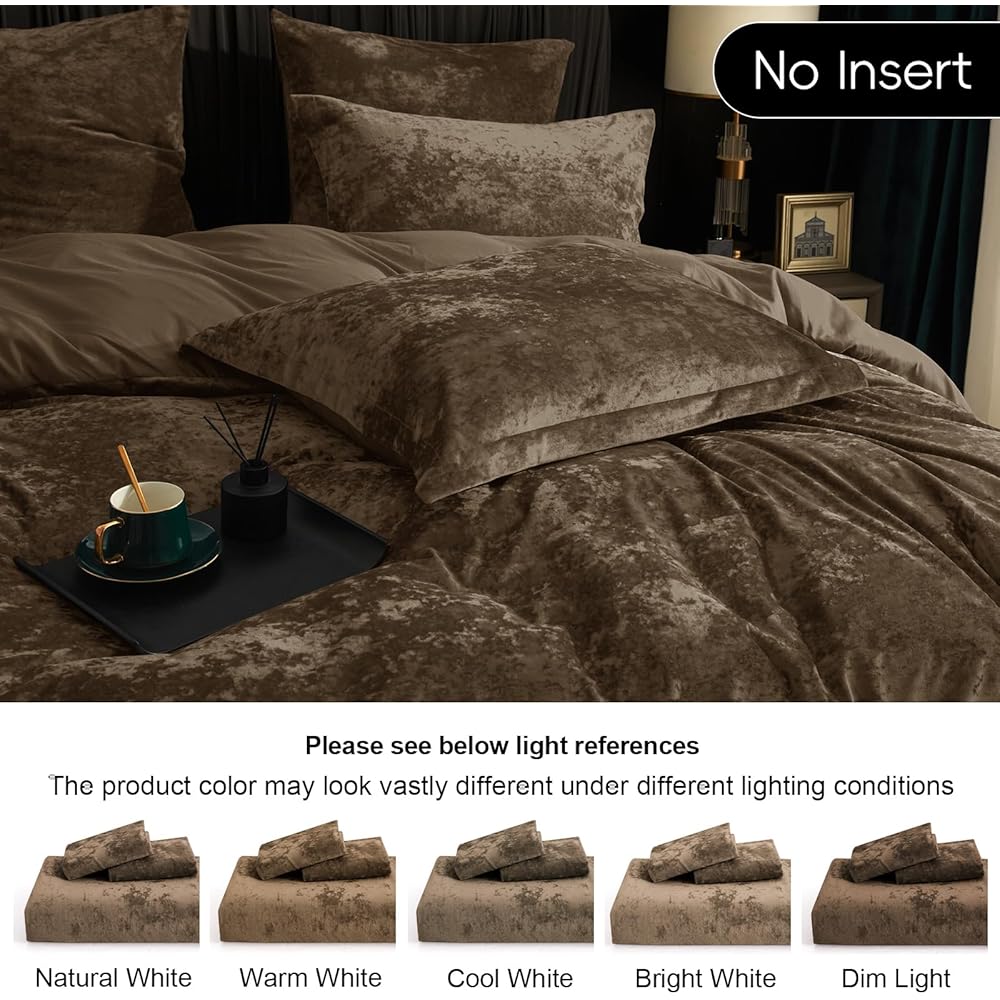 PHF Parure de lit en velours 200 x 220 cm, parure de lit de luxe moelleuse 200 x 220 cm avec 2 taies d'oreiller 80 x 80 cm, housse de couette douillette en velours, kaki : Cuisine et Maison