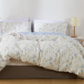 Michorinee Housse de Couette Coton 220x240 Fleurs Bleu et Blanc - 100% Coton Parure de Lit Motif Floral - Parure Housse Couette 2 Personnes avec 2 Taies d'oreiller 65x65 cm Fermeture Éclair : Cuisine et Maison