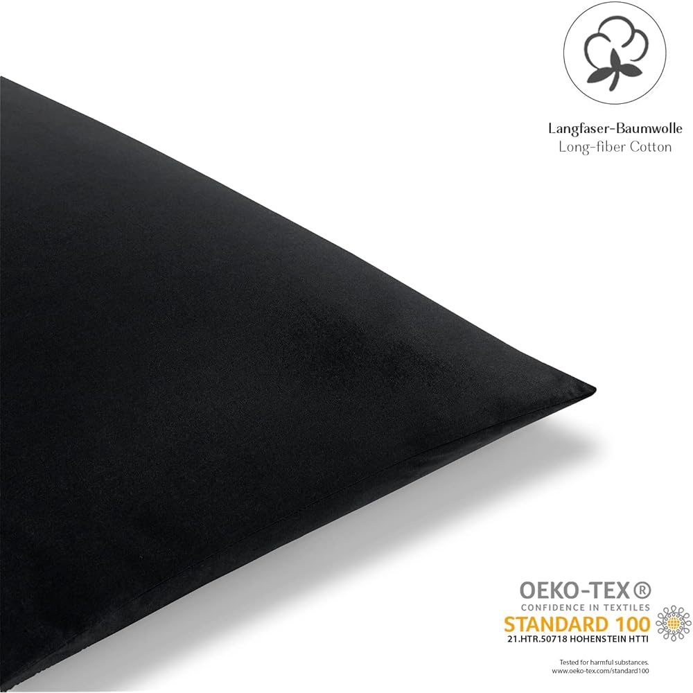 Alreya Renforcé Housse de Couette 100% Coton - 240 x 240 cm - Parure de lit avec 2 taies d'oreiller 80 x 80 cm avec Fermeture éclair - Noir : Cuisine et Maison