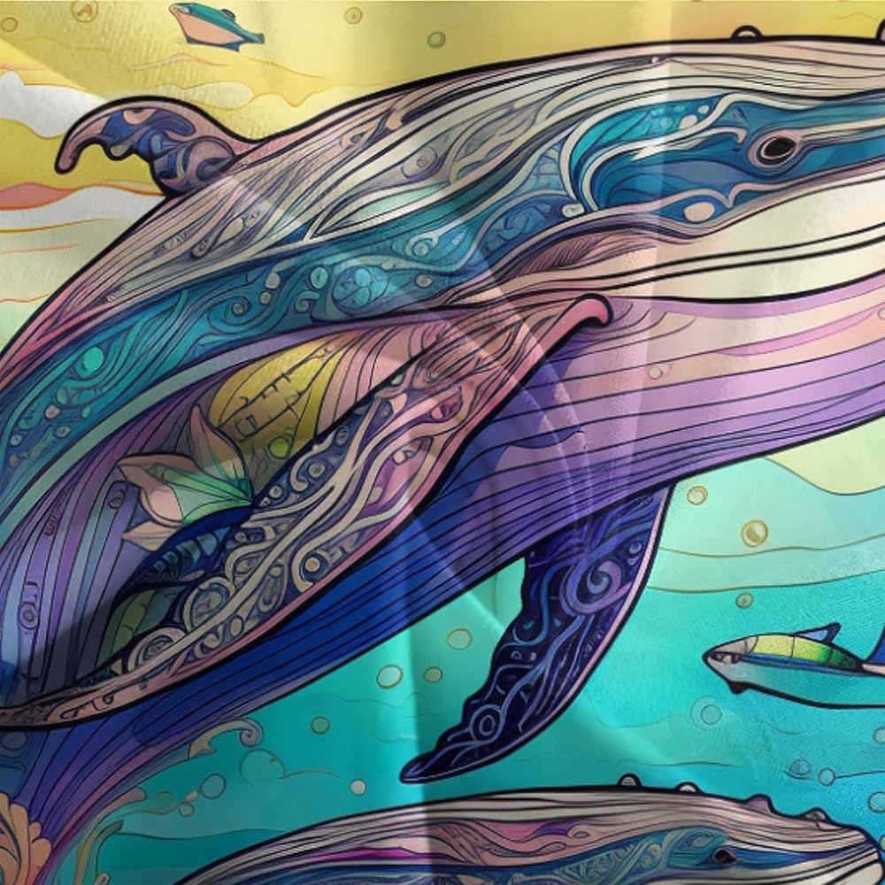 RUWMZXNQB 3D, Imprimé La Baleine Ensemble De Literie Microfibre Super Douce Et Respirante Housse De Couette 3 Pièces Et Taie d'oreiller King（220x240cm） : Cuisine et Maison