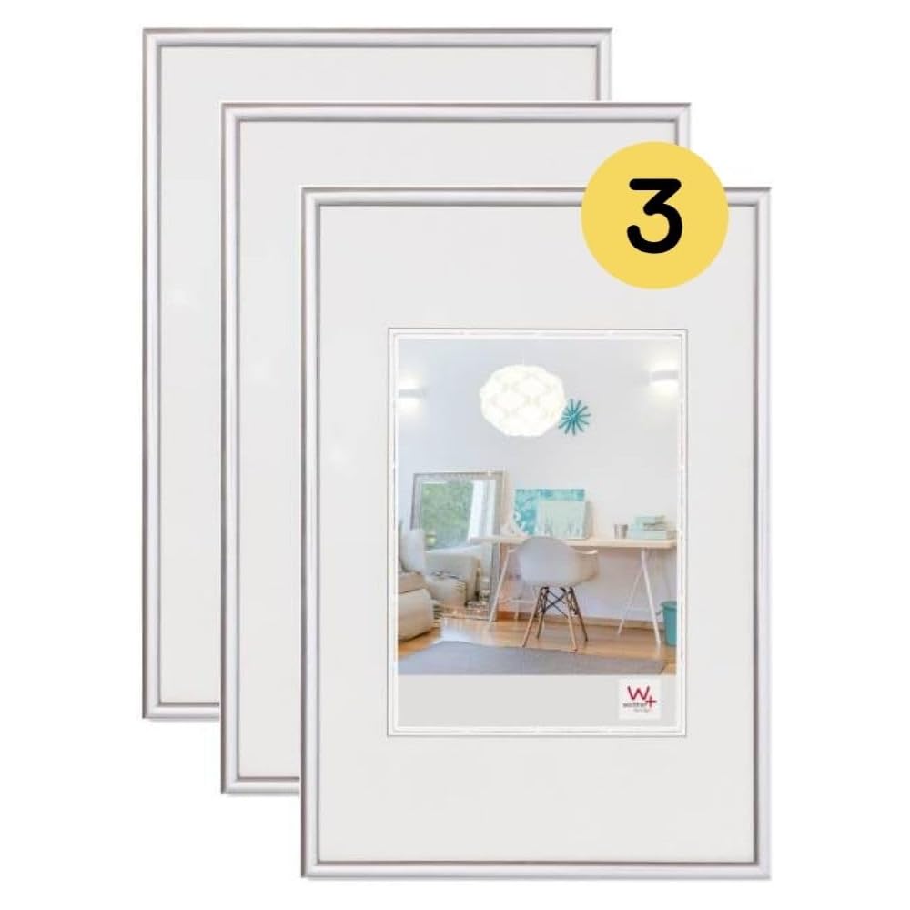 Walther Design Cadre photo argent 30 x 45 cm lot de 3, cadre plastique New Lifestyle KV045S3 :