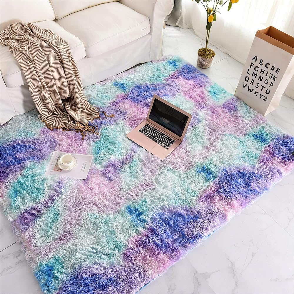 ROHATIM Tapis Salon Shaggy Descente de lit Chambre Grande Taille Tapis Moelleux Carpette pour Chambre Tapis Décoratif de Style Moderne pour Salon Chambre Canapé Natte(Bleu Violet,200 x 300 cm) : Cuisine et Maison