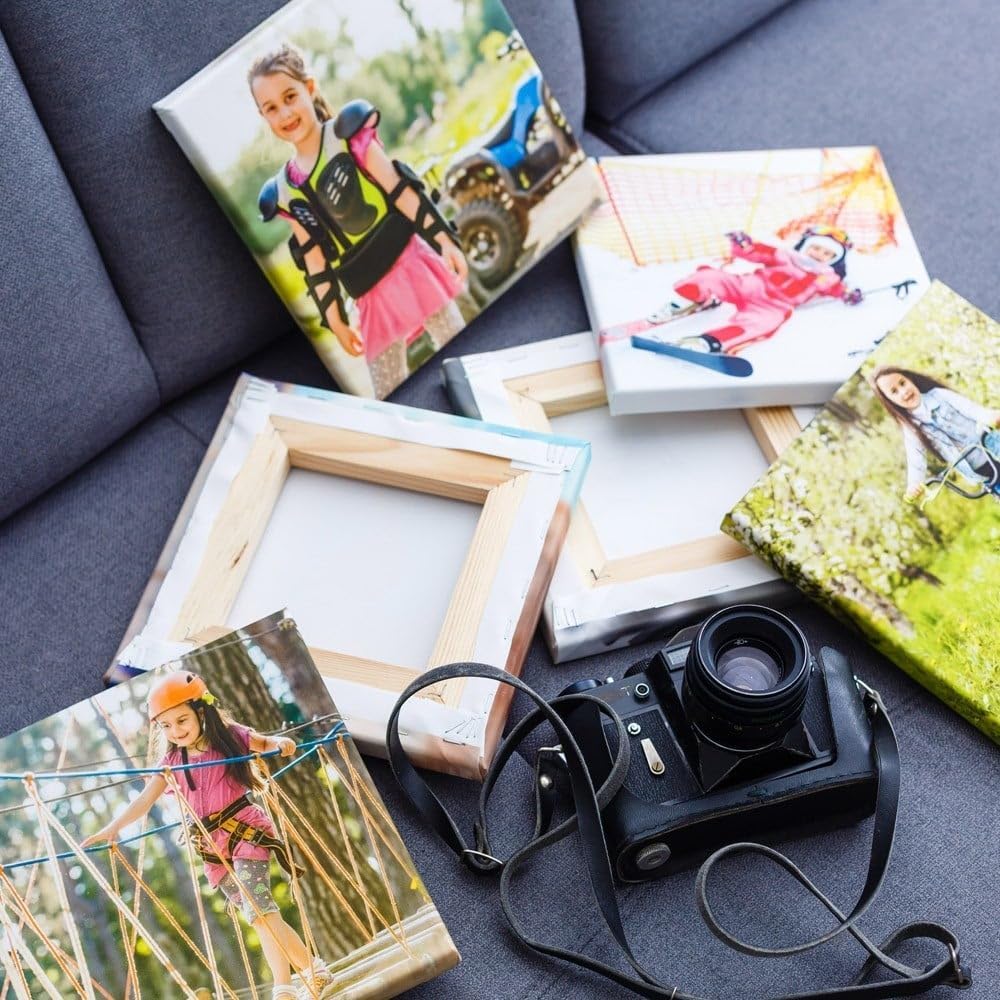 Tableau personnalisé photo carré – Toile personnalisée sur cadre bois – Tableau personnalisable multi-taille – Cadeau personnalisé noël, fête mères : Cuisine et Maison