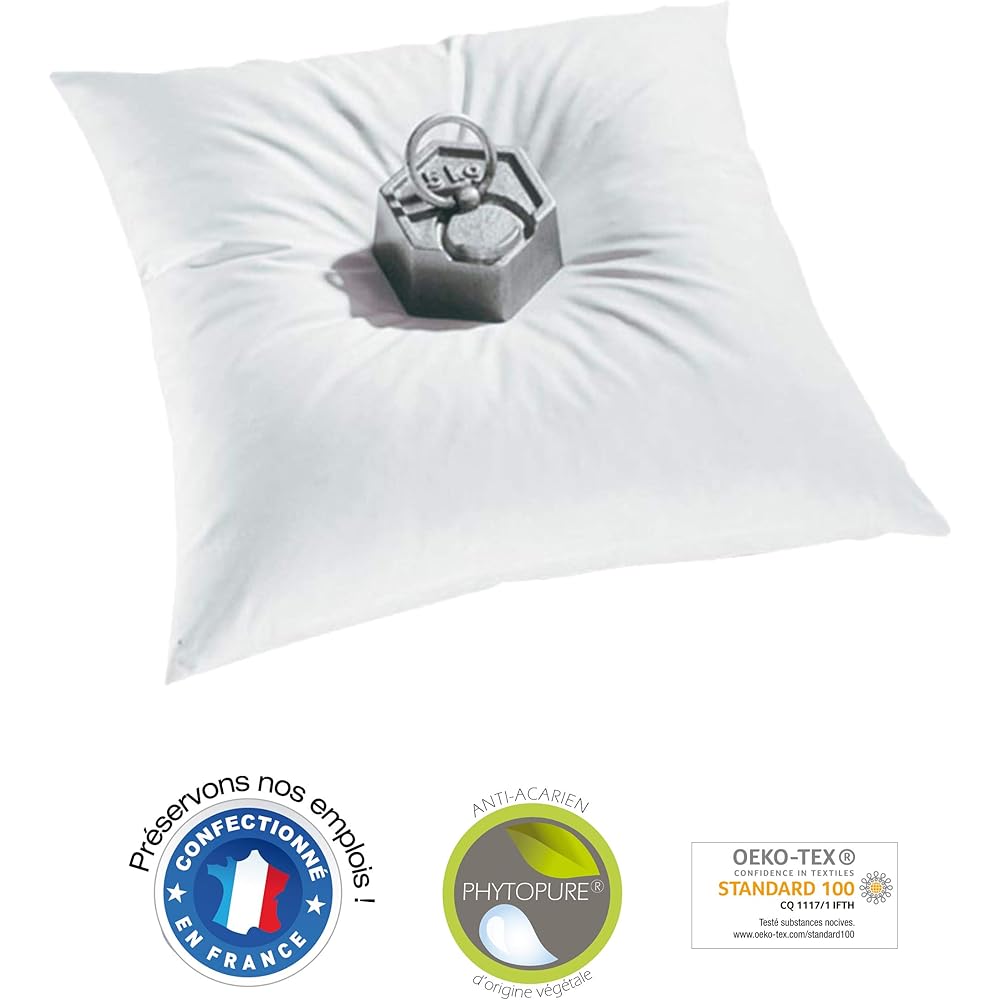 Blanrêve - Oreiller Ferme anti acariens - garnissage synthétique renforcé 600G - Fabriqué en France - 45x70 cm : Cuisine et Maison