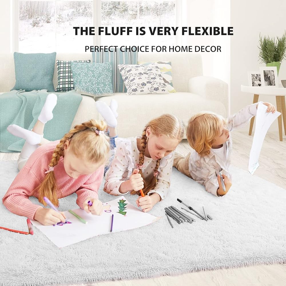 VanderHOME Tapis Pure Color Tie-Dye, sans Perte ni décoloration, Tapis Doux et Moelleux pour Chambre et Salon Blanc Pur 160x230cm : Cuisine et Maison