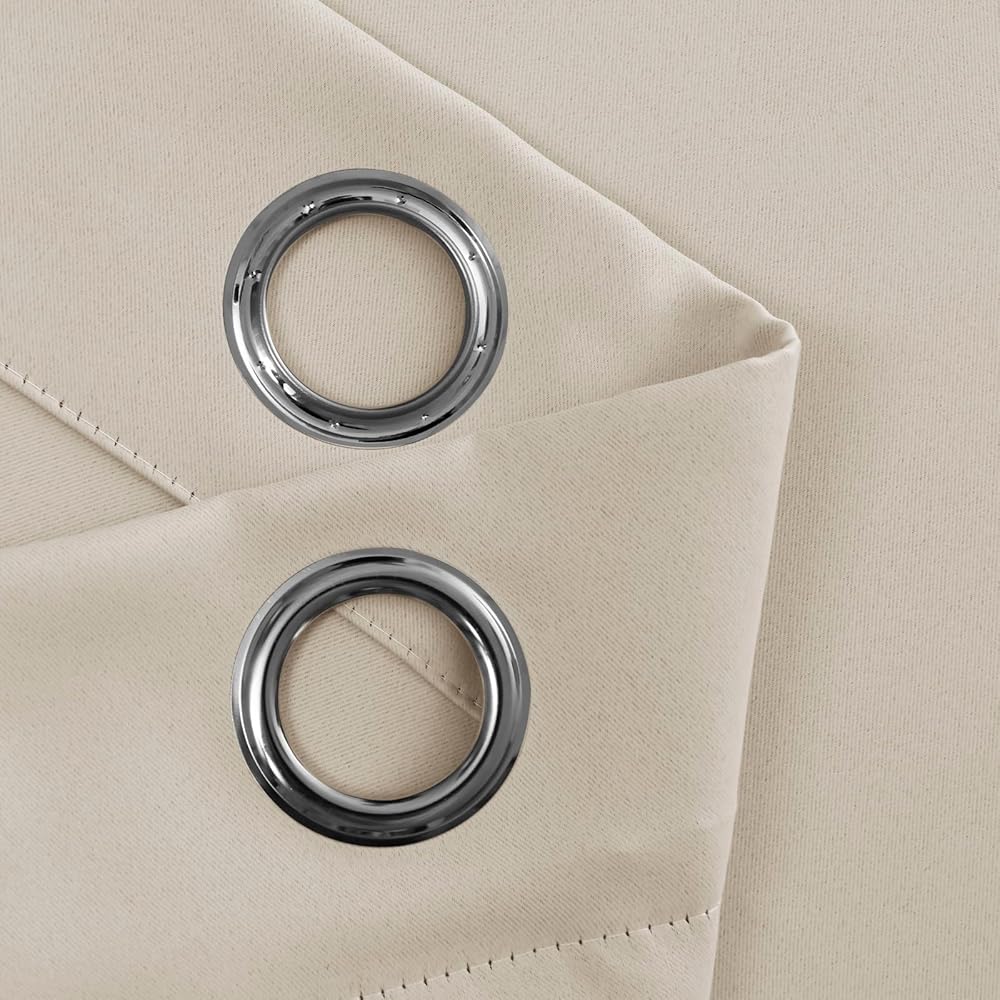 JIUZHEN Rideaux Occultants Rideau Thermique Isolant Anti Chaleur Lot de 2 Rideaux à Oeillets Isolation Lumiere Anti UV pour Chambre Maison Salon 167x228cm(LxH Beige : Cuisine et Maison