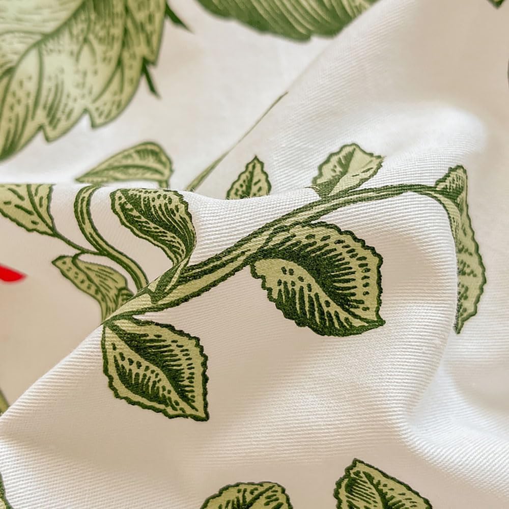 Nyescasa Housse de Couette 220x240 Coton Vert Blanc Feuilles Fleurs Floral Réversible Parure de lit Adulte 2 Personnes Sets de Housses de Couettes avec Fermeture Éclair et 2 Taies d'oreiller 65x65 cm : Cuisine et Maison
