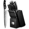 D.Perlla Couteau Cuisine, Bloc de Couteaux 14 pièces avec Affûteur Intégré, Bloc de Bois Noir, Couteaux Ciseaux, Acier Inoxydable, Manche Noir : Cuisine et Maison