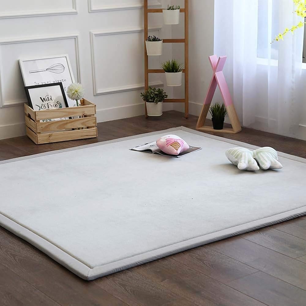 LEHOUR Les Enfants Plein de Velours épaississement de Couverture des Tapis Tapis Enfants antidérapante Tatami pour agrandir Jouer Tapis Salon, la Chambre du bébé, Salon (Gris, 150 * 150CM) : Bébé et Puériculture