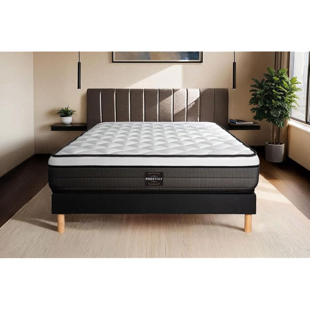 Prestige literie Matelas Suite 140x190 Ressorts ensachés, mémoire de Forme 5 Zones | Epaisseur : 26 cm | Confort : Equilibré : Cuisine et Maison