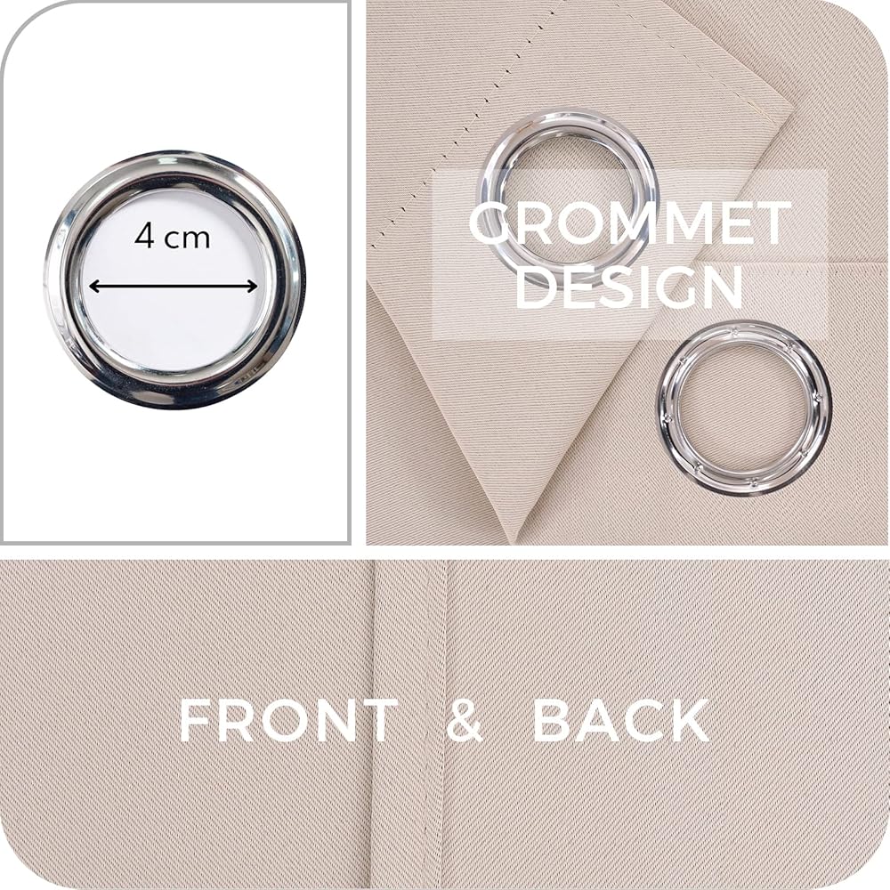 MRTREES Rideau Occultant Thermiques 140x270 cm Beige Rideau Thermique Isolant Anti Froid Chaleur pour Salon Chambre Rideau Séparation de Pièce pour Cuisine Rideau Dressing Lot de 2 à Oeillets : Cuisine et Maison