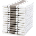 Sticky Toffee torchon en Coton rayé | Lot de 12| 100% Coton | Gris Cappuccino | 50 x 70 cm | Chiffons de Cuisine en Verre Absorbant du Bar du Restaurant : Cuisine et Maison