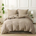 SOULFUL Housse de Couette 220x240 Gaze de Coton Beige-Café, Parure de Housse de Couette avec Fermeture Éclair, Certifié Oeko-TEX, Parure de Lit 2 Personnes 220x240 cm avec 2 Taie d'oreiller 65x65 cm : Cuisine et Maison