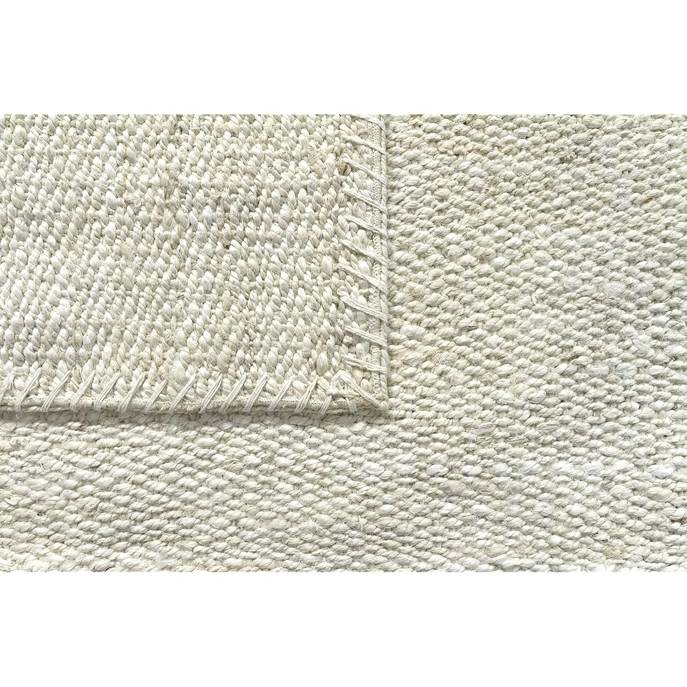 HAMID - Pack 2 Tapis en Jute Granada Couleur Blanc, Tapis 100% Fibre de Jute, Tressé à la Main, Tapis de Salon, Salle à Manger, Chambre, Couloirs, (60x110cm) 2 pcs : Cuisine et Maison