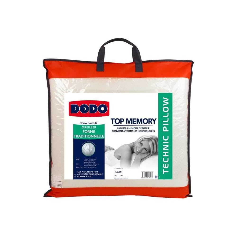 DODO | Oreiller à Mémoire de Forme 60x60 | Oreiller Top Memory | Maintien des Cervicales | Taie déhoussable et Lavable en Machine à 40°c : Cuisine et Maison