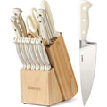 CAROTE 14 Pièces set Couteau Cuisine Professionnels en Acier Inoxydable, avec Bloc Couteaux en Bois, Compris Couteaux à Steak, Couteau de Chef,etc : Cuisine et Maison