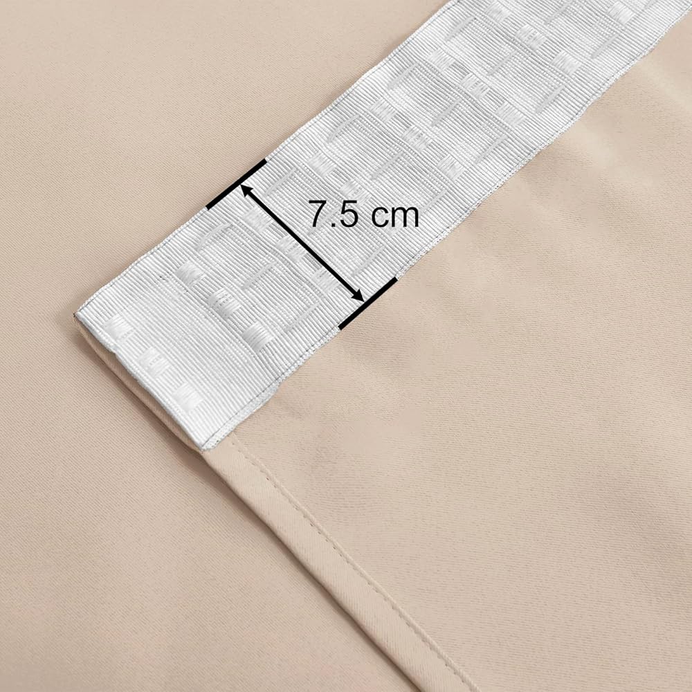 JIUZHEN Rideaux Occultants Galon Fronceur pour Rail Lot de 2 Rideau Isolant Thermique Anti UV Double Rideaux Decoration Bloquer Lumiere pour Salon Chambre 140x260cm(LxH) Beige : Cuisine et Maison