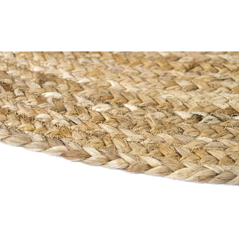 HAMID - Tapis Jute Naturel, Jute Alhambra Rond, Tressé à la Main, Tapis 100% Fibre de Jute pour Salon, Chambre, Décoration, (200x200cm) : Cuisine et Maison