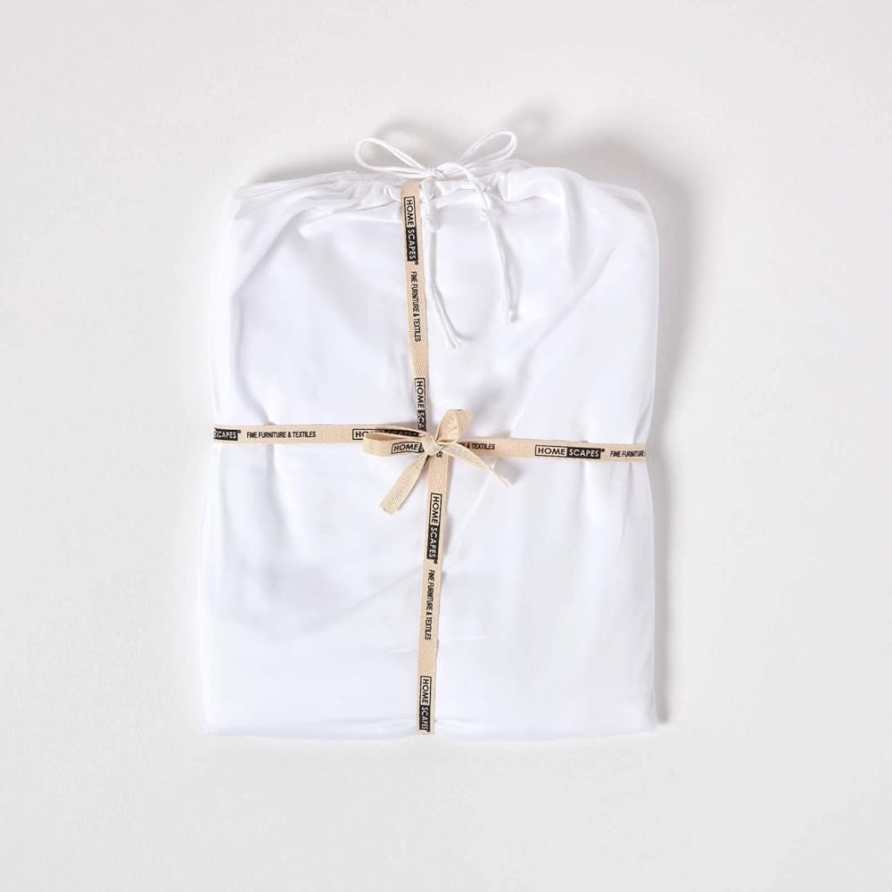 HOMESCAPES Drap Plat uni 100% Coton égyptien Bio 400 Fils Coloris Blanc 240 x 300 cm : Cuisine et Maison