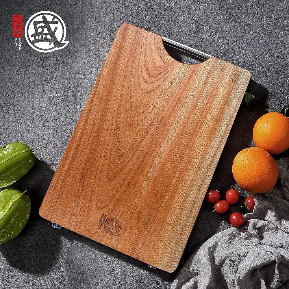 MITSUMOTO SAKARI Planche a Decouper de 40×27×2.5 cm, Planche a Decouper Bois en D'ébène Naturelle, Planche à Découper de Cuisine Professionnelle avec Pieds Antidérapants : Cuisine et Maison