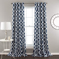 Lush Decor Edward Paire de Rideaux en Treillis filtrant la lumière pour Salon, Salle à Manger, Chambre à Coucher, Bleu Marine, 132 x 241 cm (l x L) : Cuisine et Maison