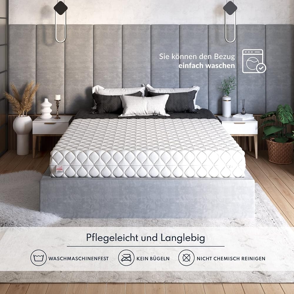 FDM Select Max Double Matelas 140x200 cm Mousse à Mémoire de Forme Épaisseur 24 cm Fermeté H3 H4 Matelas à Deux Faces 7 Zones de Confort Housse Lavable Oeko-TEX Hypoallergénique : Cuisine et Maison