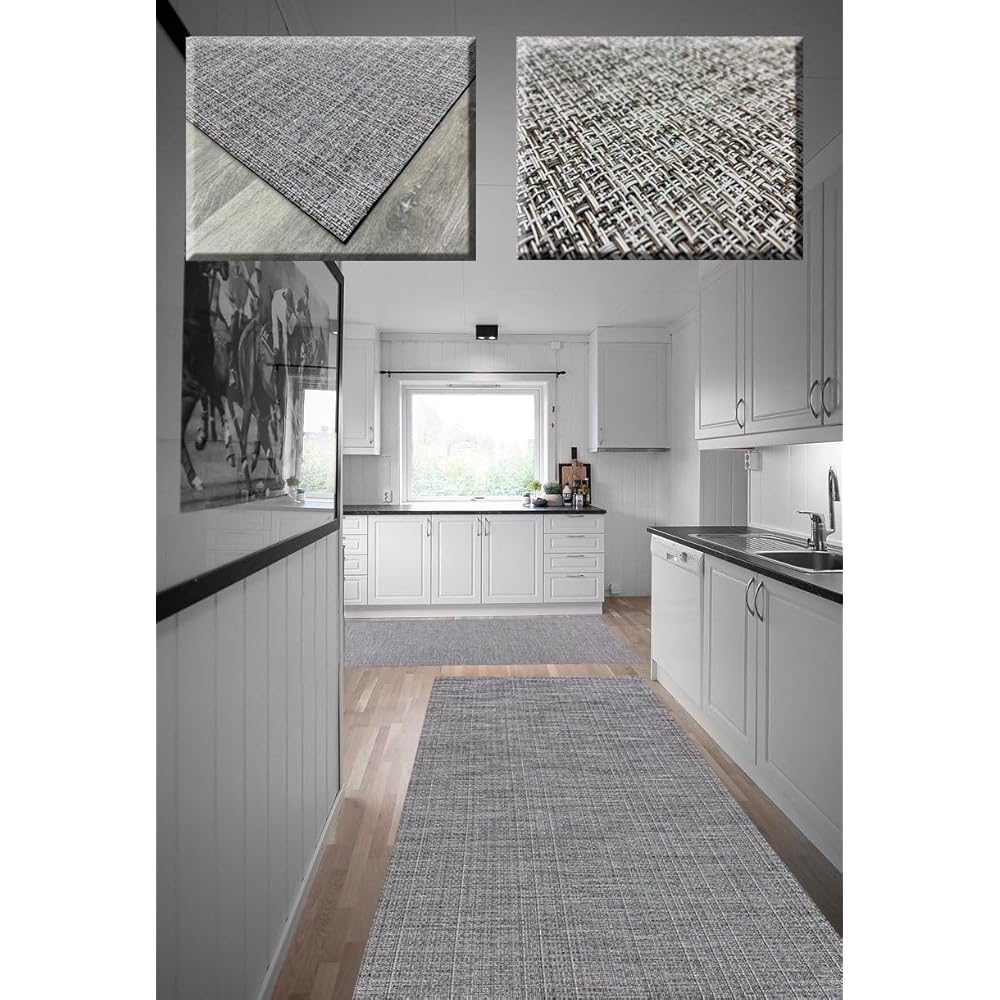 Tadi &amp; Imperio1979 Tapis en Vinyle tressé 60 x 400 cm - Tapis en Vinyle - Tapis extérieur - Tapis de Cuisine - Tapis Vinyle Cuisine - Tapis Salon - Tapis d'entrée : Cuisine et Maison