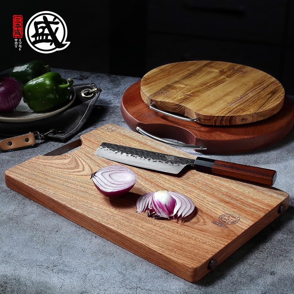 MITSUMOTO SAKARI Planche a Decouper de 40×27×2.5 cm, Planche a Decouper Bois en D'ébène Naturelle, Planche à Découper de Cuisine Professionnelle avec Pieds Antidérapants : Cuisine et Maison