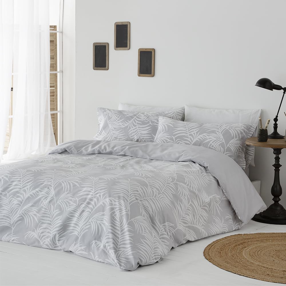 COTTON ARTean Housse de couette coton organique réversible Orio Gris 140 x 200 cm. Comprend une housse de couette 140 x 200 cm + 1 taie d'oreiller carrée 63 x 63 cm, 100 % coton biologique. Certifié : Cuisine et Maison