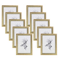 WOLTU Lot de 10 Cadre Photo A4 21x29,7cm Cadre en Bois Massif avec Passe Partout, Suspendre Horizontalement ou Verticalement, Décoration Murale ou sur Table, Or : Cuisine et Maison