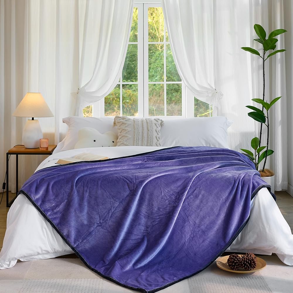 YISURE Couverture d'amour imperméable 230x200cm pour Couples,King Size Couverture Grise et Violette pour Couples Adultes, Protège-Matelas réversible pour Meubles ou lit : Cuisine et Maison