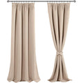 JIUZHEN Rideaux Occultants Galon Fronceur pour Rail Lot de 2 Rideau Isolant Thermique Anti UV Double Rideaux Decoration Bloquer Lumiere pour Salon Chambre 140x260cm(LxH) Beige : Cuisine et Maison