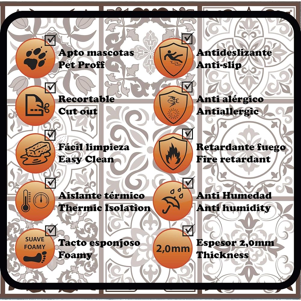 Tapis en vinyle - (hydraulique) - Différentes couleurs et tailles - Tapis de cuisine - Tapis de salle de bain - Tapis de salon antidérapant - Tapis de chambre en caoutchouc spongieux et dessous en PVC : Cuisine et Maison