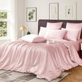 Bambou Housse de Couette 220x240 Rose Parure de lit 220x240 Adulte 2 Personnes Cool Tencel Lyocell Linge de lit Soie Lisse Soyeux Brillant Deluxe Housse de Couette Naturel Bambou avec Fermeture Éclair : Cuisine et Maison