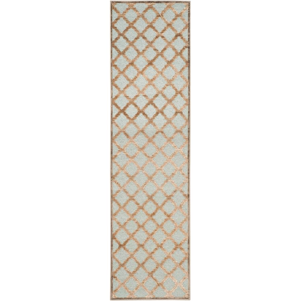 SAFAVIEH Tapis Traditionnel Pour Salon, Salle à manger, Chambre à coucher - Paradise Collection, Tapis à poil court, Mousse et Aqua, 66 X 244 cm : Cuisine et Maison