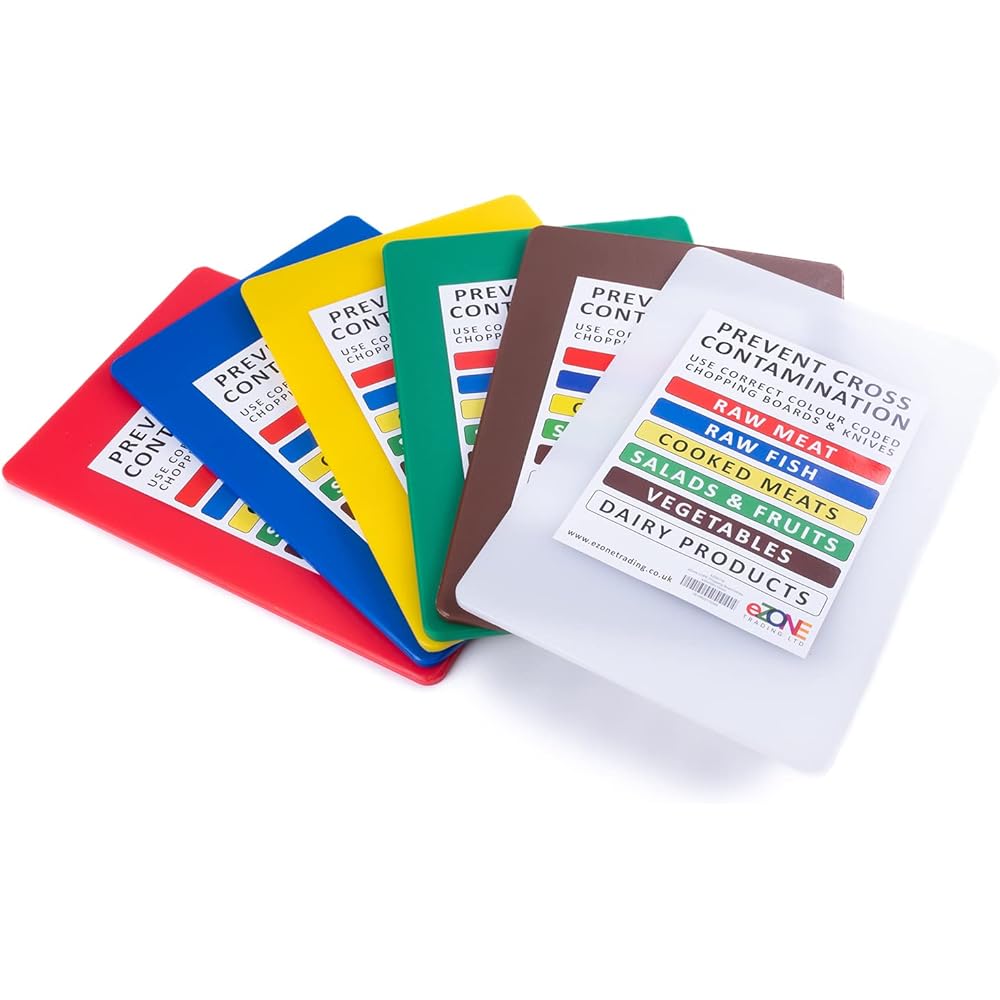 Grandes planches à découper professionnelles avec codes couleurs pour la préparation des aliments Lot de 6, étagère et support : Cuisine et Maison