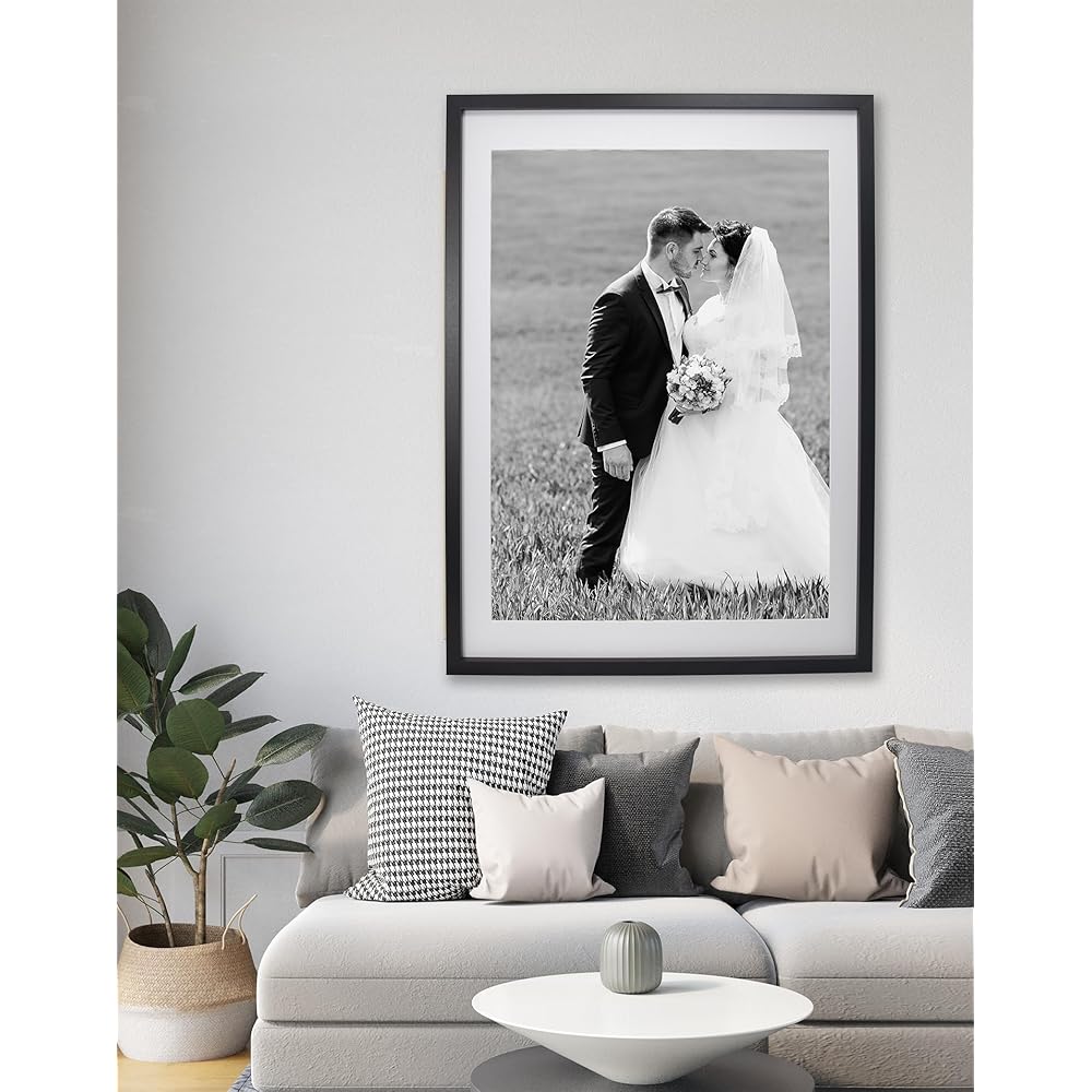 Lot de 3 cadres photo noirs de 50 x 70 cm avec passe-partout pour poster de 40 x 60 cm, 70 x 50 cm avec passe-partout sans acide pour photo de 40 x 60 cm (noir) : Cuisine et Maison