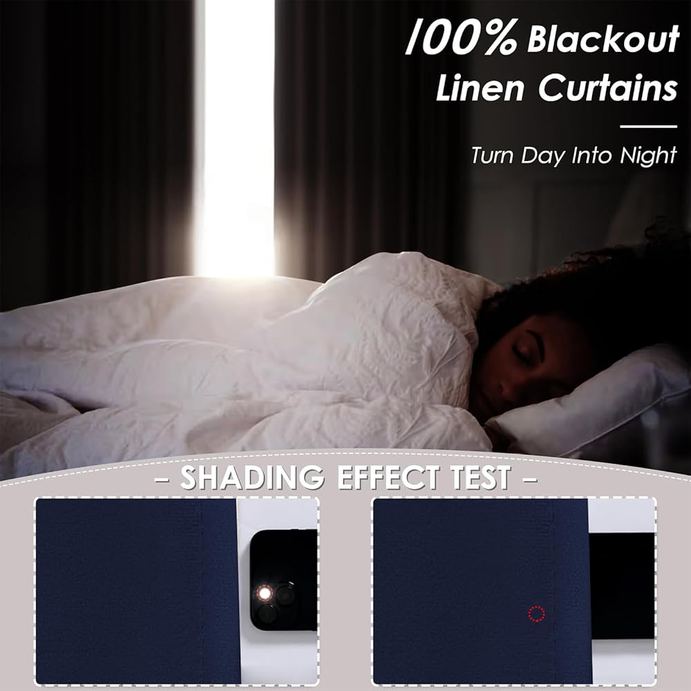 Ystyle Rideau Velours Thermiques Lot De 2, Rideau 100% Occultant, 140×300cm, Rideau Thermique Isolant Anti Froid, Rideau Opaque Salon Moderne, Rideau Phonique Anti Bruit Chambre, Bleu : Cuisine et Maison