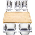 Sitaitong Planche à découper en bois de bambou de qualité supérieure, 43 x 28 cm, avec 5 bacs de récupération en acier inoxydable, avec support et trille à jus : Cuisine et Maison