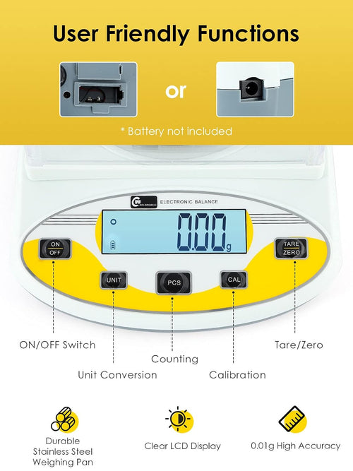 CGOLDENWALL Balances Numériques de Précision 0.01g Lab Analytical Balance Électronique Balance de Bijoux Balance de Pesée pour la Cuisine Calibré et Prêt à Lire : Cuisine et Maison