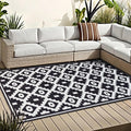OMERAI Tapis moderne lavable 150 x 240 cm, noir/blanc, antidérapant, résistant aux taches, pour intérieur et extérieur : Cuisine et Maison