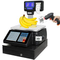 Balance d'impression numérique d'étiquettes de prix, balance d'impression d'étiquettes électroniques avec imprimante de reçus de codes à barres, caisse enregistreuse à écran LCD double face de 30 kg ( : Fournitures de bureau