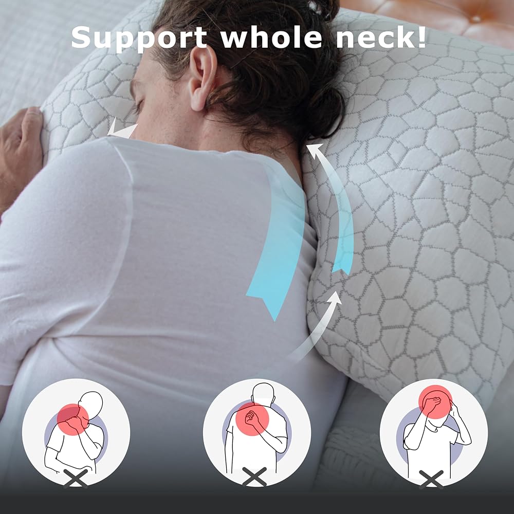 Pharmedoc Oreiller Ergonomique Cervical - Oreiller Memoire Forme, Coussin Servicales Douloureuses, Oreillers pour la Nuque (avec Garniture Supplémentaire) : Cuisine et Maison