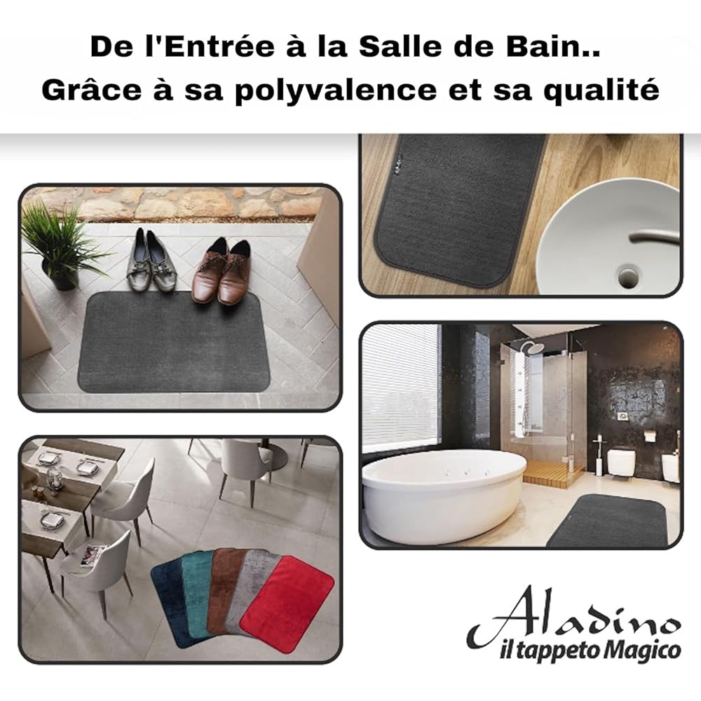 Aladino il tappeto Magico® - L'Original Tapis d'Entrée Extérieur et Intérieur, Tapis Antidérapant et Lavable en Machine, Tapis Ultra Absorbant, Tapis de Bain,Paillasson Maison et Cuisine,Made In Italy : Cuisine et Maison
