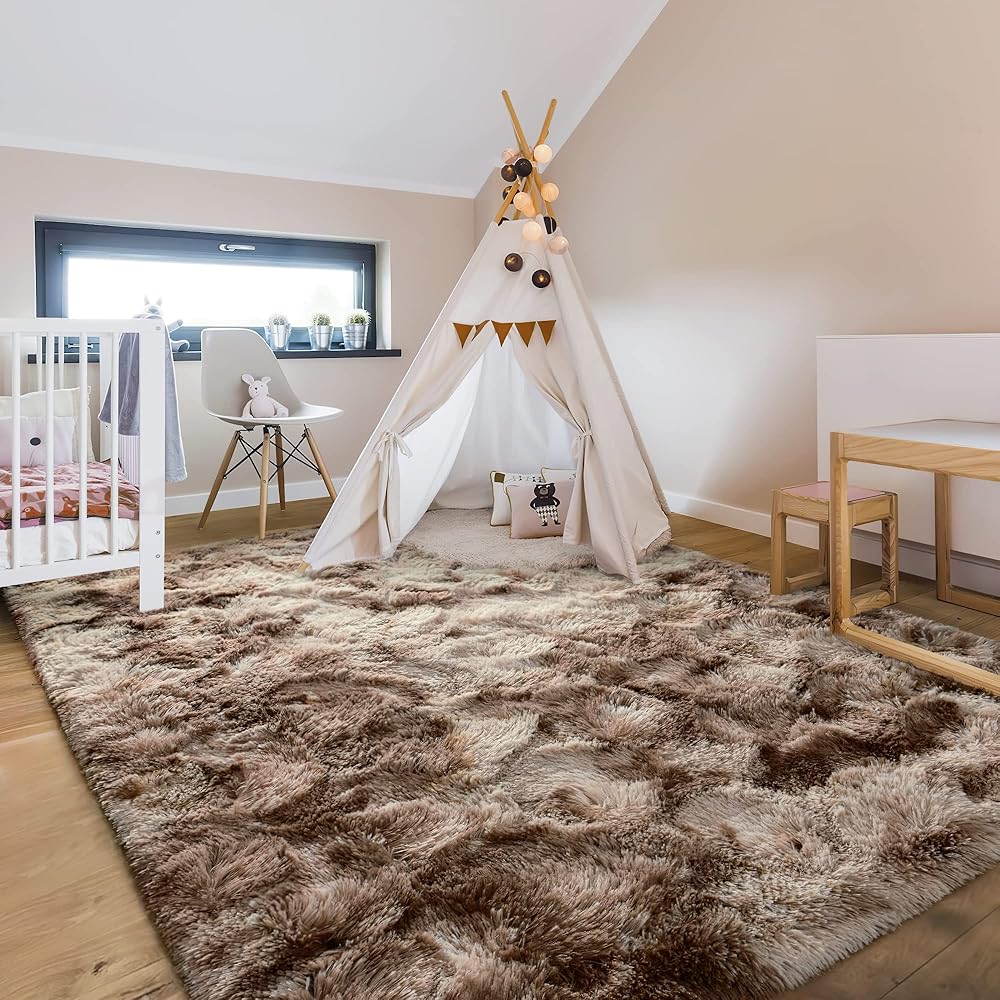 MARATIP Tapis pour Salon Moquette Grande Taille Tapis Poils Longs Moderne Tapis De Sol Grand pour Couloir Soft Doux et Moelleux pour la Chambre à Coucher d'enfant(Brun,160 x 230 cm) : Cuisine et Maison