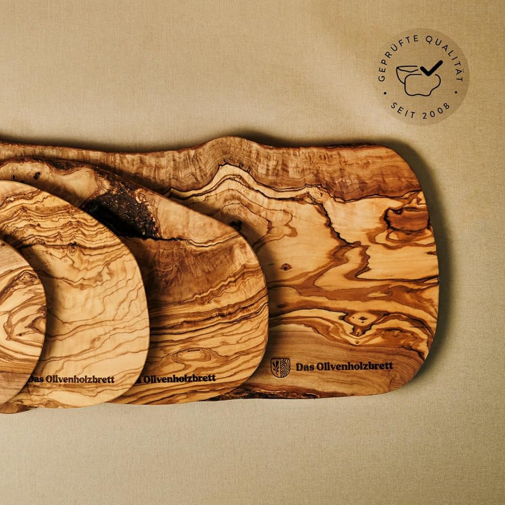 Planche à découper en bois d'olivier en coupe naturel Marron : Cuisine et Maison
